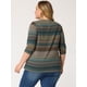 thumbnail image 4 of Top de punto de Rayas cuello vuelto Agnes Orinda Lago Azul 1X, 4 of 5