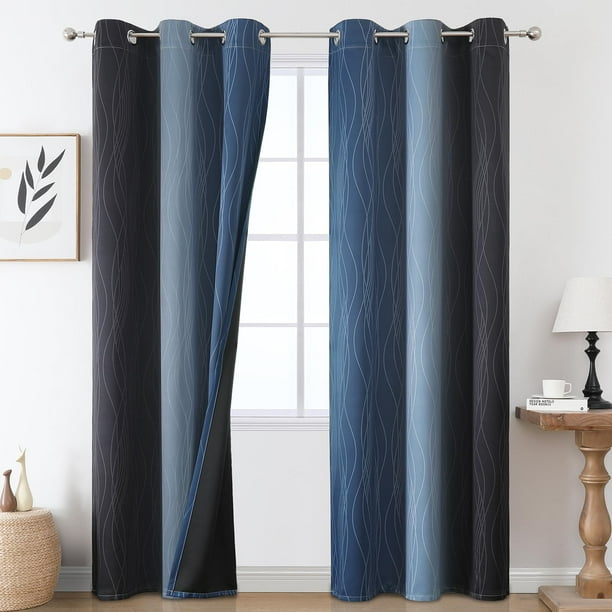 Cortinas Estelar Textiler Ombre Blackout Azul Marino 107x213 cm