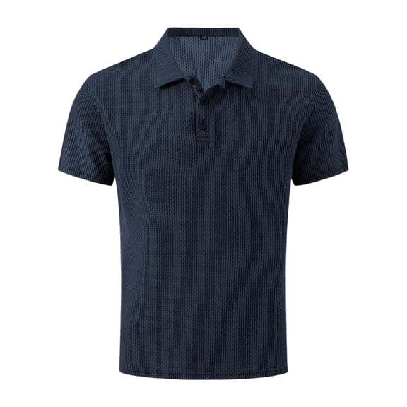 Mens Polo Shirts Short Sleeve Golf Shirt Casual Jacquard Textured Collared T Shirt Quick Dry