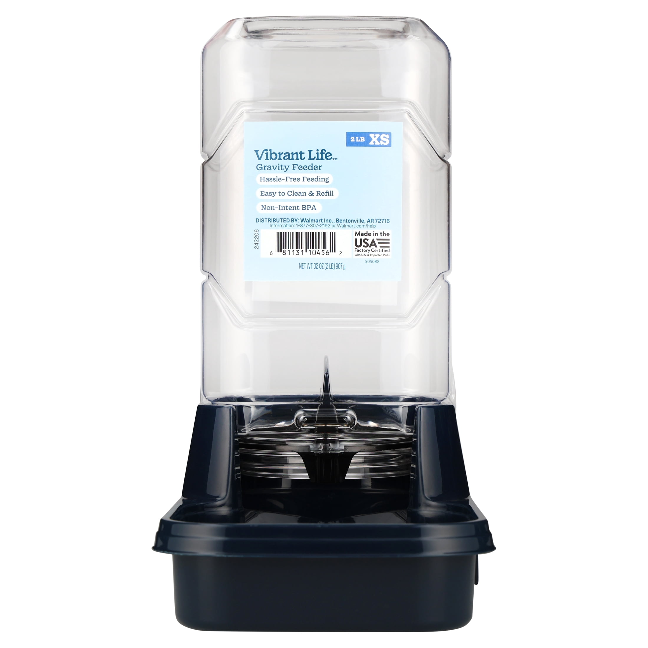 Vibrant Life 2 lb Gravity Feeder for Extra Small Pets, Navy