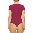 thumbnail image 3 of UKAP Ladies Casual Slim Tops Women Tight T Shirt Bodysuit Solid Color Summer Short Sleeve Sexy Bodysuits, 3 of 4