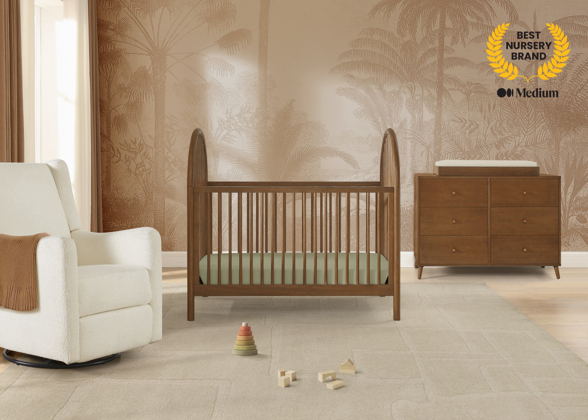 Delta Children Cannon 4-in-1 Convertible Crib - Converts from Baby Crib to Toddler Bed, Daybed and Sofa Bed, Fits Standard Full-Size Crib Mattress, Chestnut