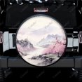 thumbnail image 1 of Mountain with Blossom Pattern Polyester Universal Spare Wheel Tire Cover Wheel Covers for Trailer RV SUV Truck Camper, 1 of 5