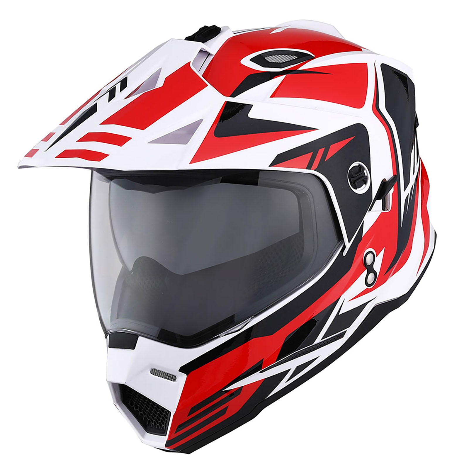 1Storm Dual Sport Motorcycle Motocross Off Road Full Face Helmet HF802 Dual Visor Storm Force Red