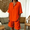 thumbnail image 2 of 2 Piece Short Sets For Women,Matching Two Piece Pajama Fashion Oversized Shirts And Shorts Spring Outfit 2026 Orange XL, 2 of 4