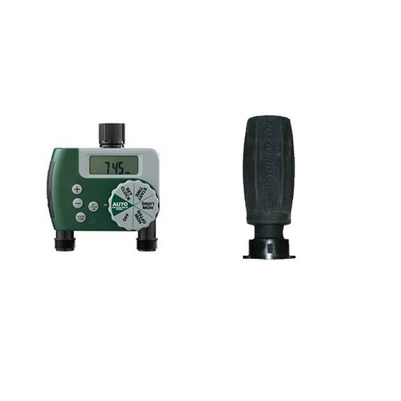 Orbit 2 Port Digital Hose Watering Timer and 3-in-1 Drip Faucet Adapter