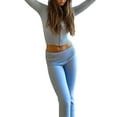 thumbnail image 4 of Women's Two Piece Outfits Sweater Sets Long Sleeve Pullover and Drawstring Pants Lounge Sets, 4 of 6