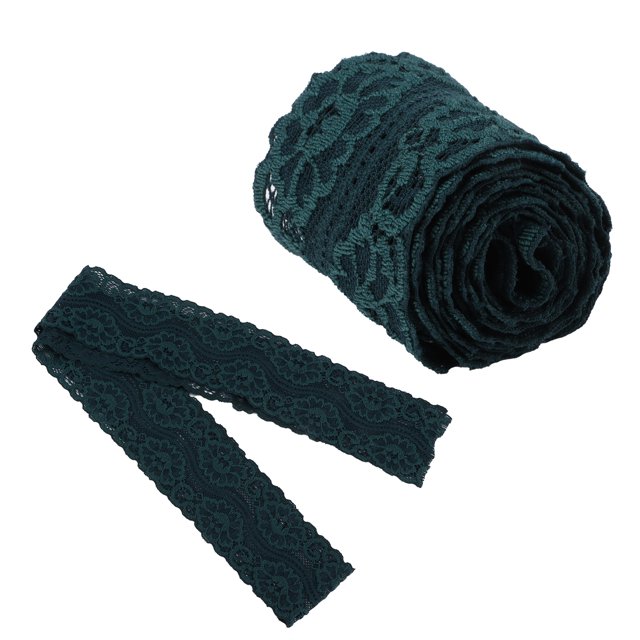 HURRISE Lace Ribbon,Dark Green Lace Ribbon,Dark Green Lace Ribbon 10 Yards 2in Wide Stretchy Elastic Comfortable Unique Lace Trim for Decorations Sewing DIY