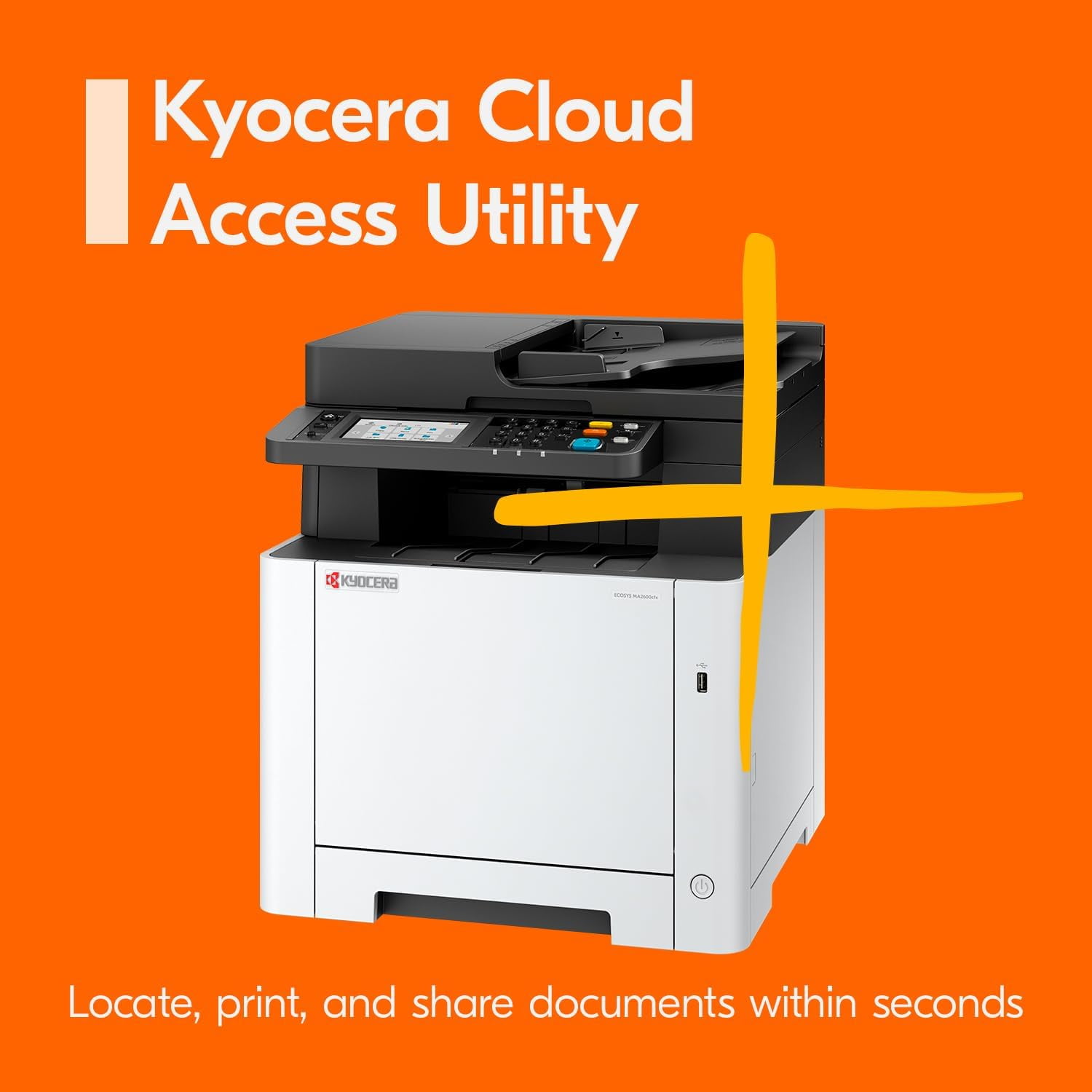 Kyocera ECOSYS MA2600cwx A4 Color Laser Printer - Copy, Print, Scan, 27 ppm, 1200 dpi, Wi-Fi Direct, 1GB Memory, 4.3 inch Color Touch Screen Control Panel