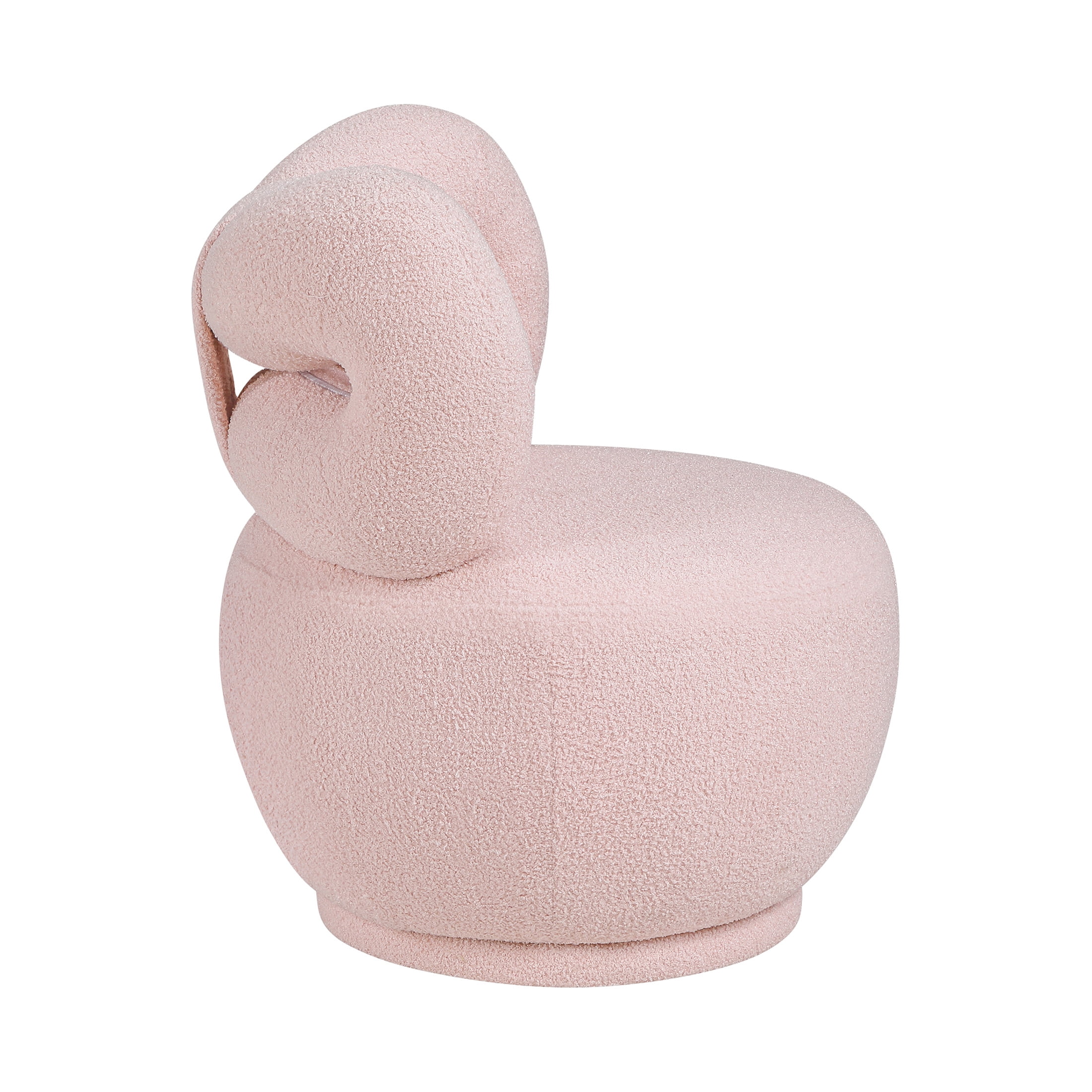 OakvillePark Wooda Modern Bow Shaped Boucle Kid's Swivel Chair, Pink