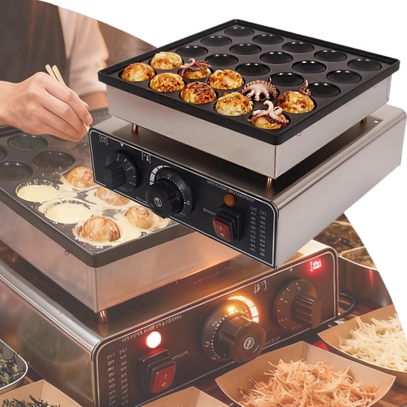 25 PCS 110V 900W Mini Pancake Maker， Non Stick Design with 0-300°C Adjustable Temp, Time Adjustable, Waterproof  Leak Proof,for Mini Pancakes, Small Waffles, Breakfast Treats