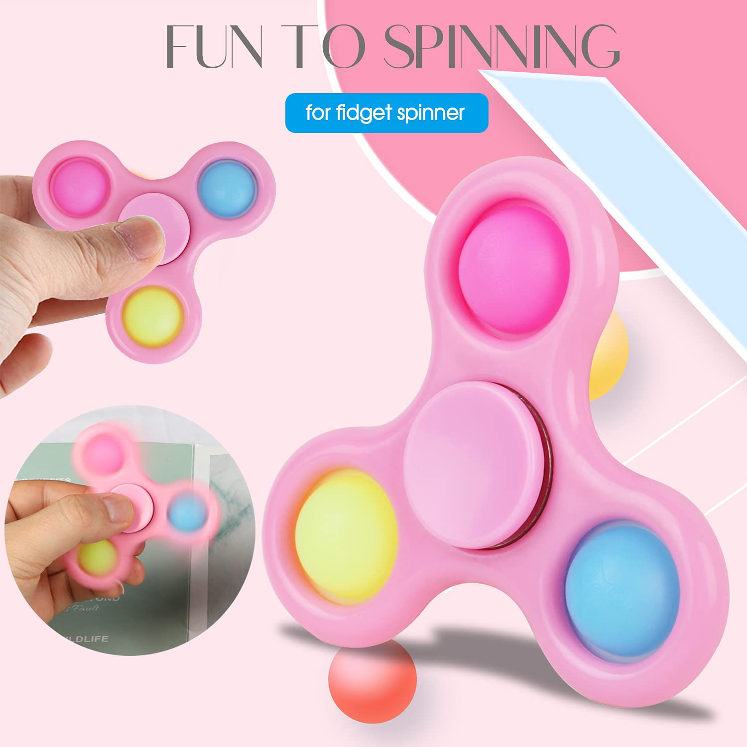 3 Pack Pop Fidget Spinner, Push Pop Bubble Fidget Spinner, Simple Sensory  Metal-looking Plastic Hand Spinner - Réduction du stress et soulagement de  l'anxiété pour