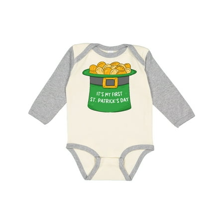 

Inktastic It s My 1st St. Patrick s Day with Green Top Hat and Gold Gift Baby Boy or Baby Girl Long Sleeve Bodysuit