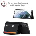 thumbnail image 5 of Feishell Fit for Samsung Galaxy S21+ Phone Case with Wrist Strap,Shockproof Premium PU Leather Back Magnetic Buckle Flip Kickstand Credit Card Slots Anti-Scratch Protective Cover,Black, 5 of 6