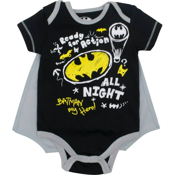 DC Comics Justice League Batman Newborn Baby Boys Bodysuit and Cape Newborn to Infant