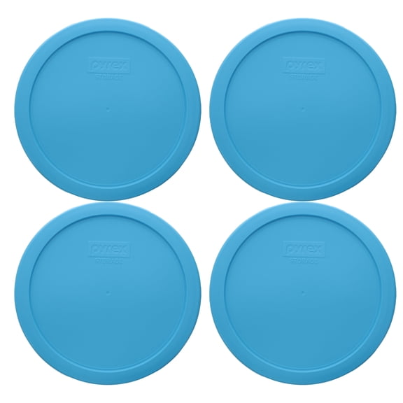 Pyrex 7402-PC Bright Blue Pantone Food Storage Replacement Lid (This Lid Fits the Pyrex 7402 6-Cup SCULPTED MIXING BOWL and 7203 7-Cup Glass Bowl) (4-Pack)