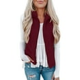 thumbnail image 2 of BKQCNKM Puffer Vest Women Vests for Women 2024 Women's Solid Color Fashion Casual Sleeveless Pocket Zipper Coat Cropped Puffer Vest, Wine 5XL, 2 of 8