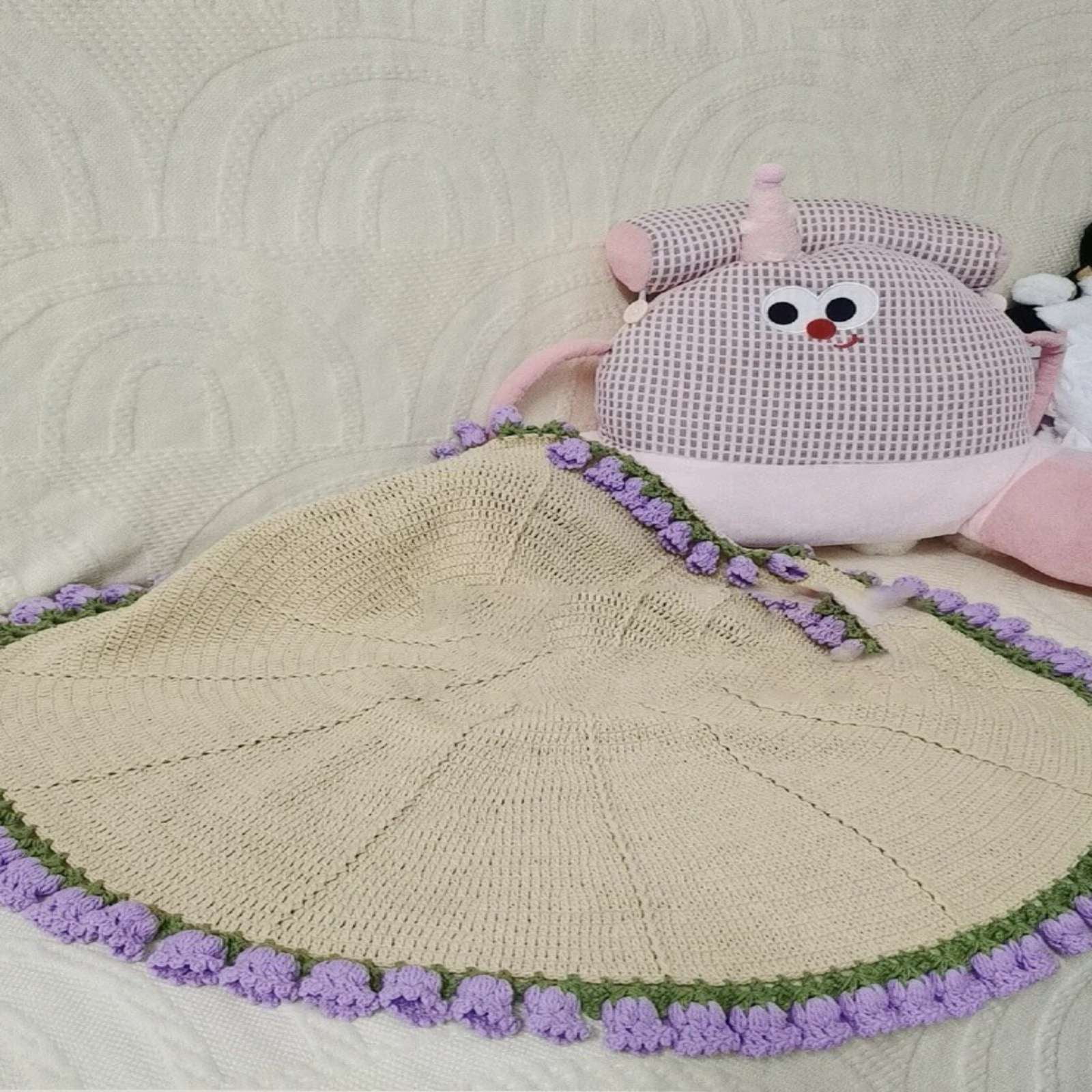 Crochet Rose Blanket,DIY Handmade Crochet Flower Bouquet Blanket,Rose Flower Bouquet Knitted Throw Blankets Pastel Tones for Mother's Day Birthday Christmas Home Decor (Material Package,Unfinished )