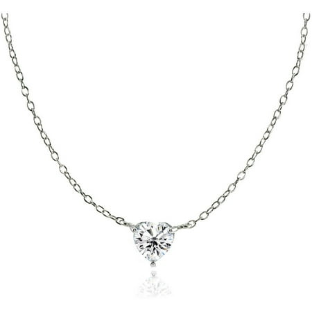 CZ Sterling Silver Small Dainty Heart Choker Necklace
