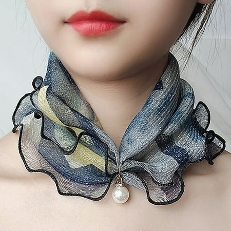 

Pxiakgy scarfs for women Pearl Fungus Edge Gold Silk Bib Gold Lace Changeable Scarf Fashion Scarf Square D + One size