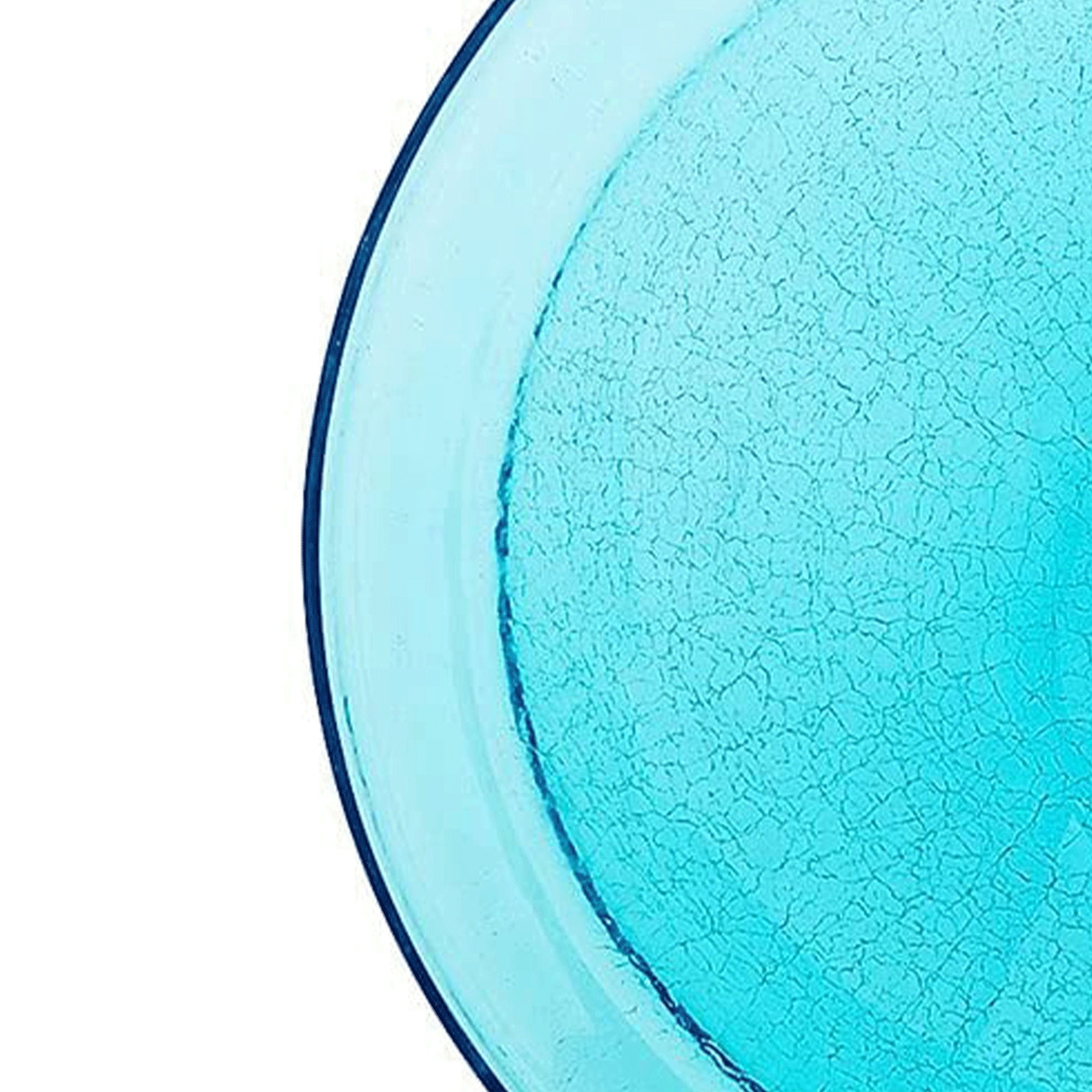 Achla Designs Hand Blown Crackled Glass Garden Birdbath Bowl, 12 Inch, Teal