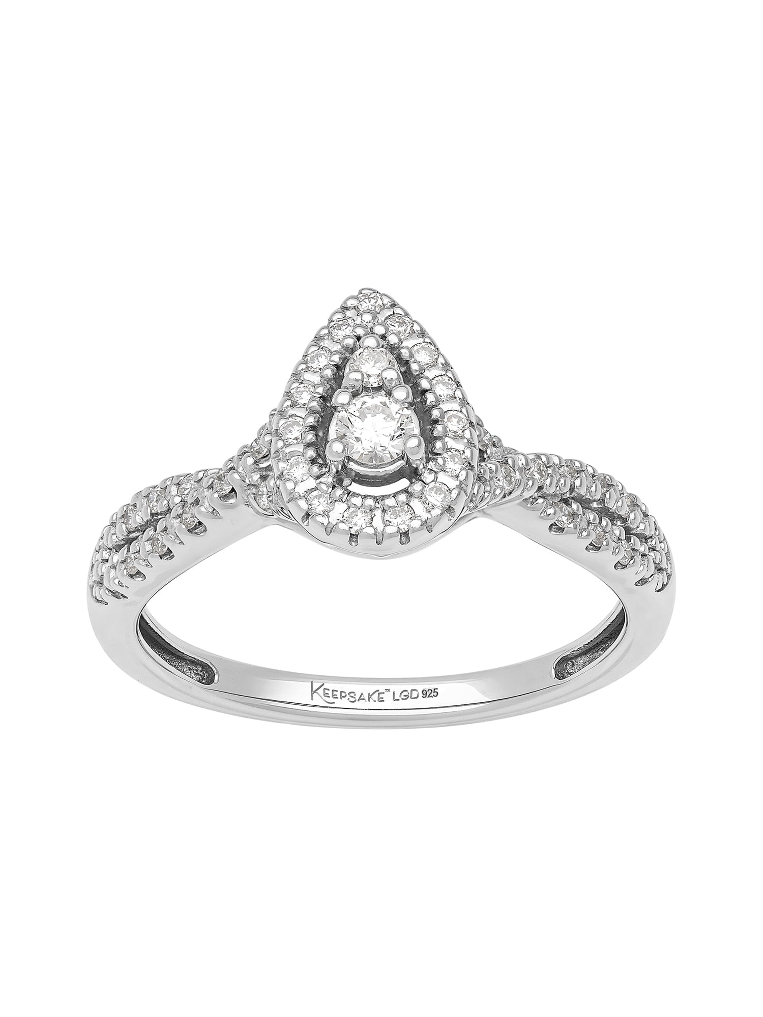 1/4 Carat TW Lab-Grown Diamond Halo Women's "Luminary" Engagement Ring in Sterling Silver by Keepsake