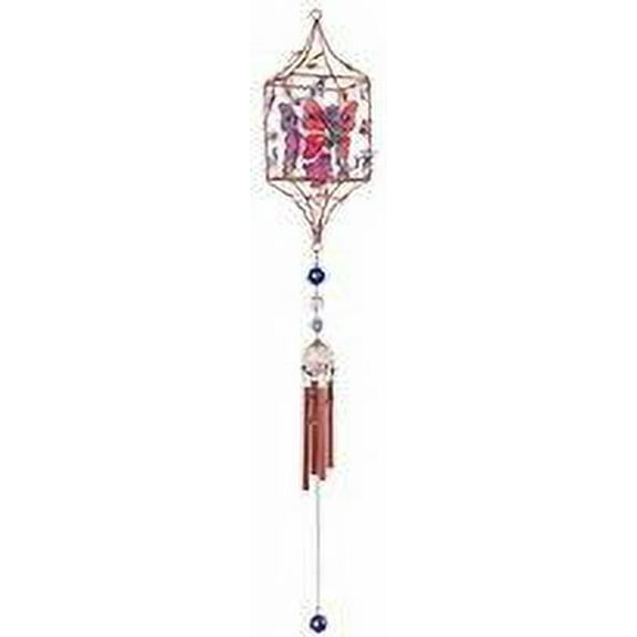 FC Design 33" Long Butterfly Fairy Copper and Gem Wind Chime with Candle Holder Garden Ornament Decoration Figurine