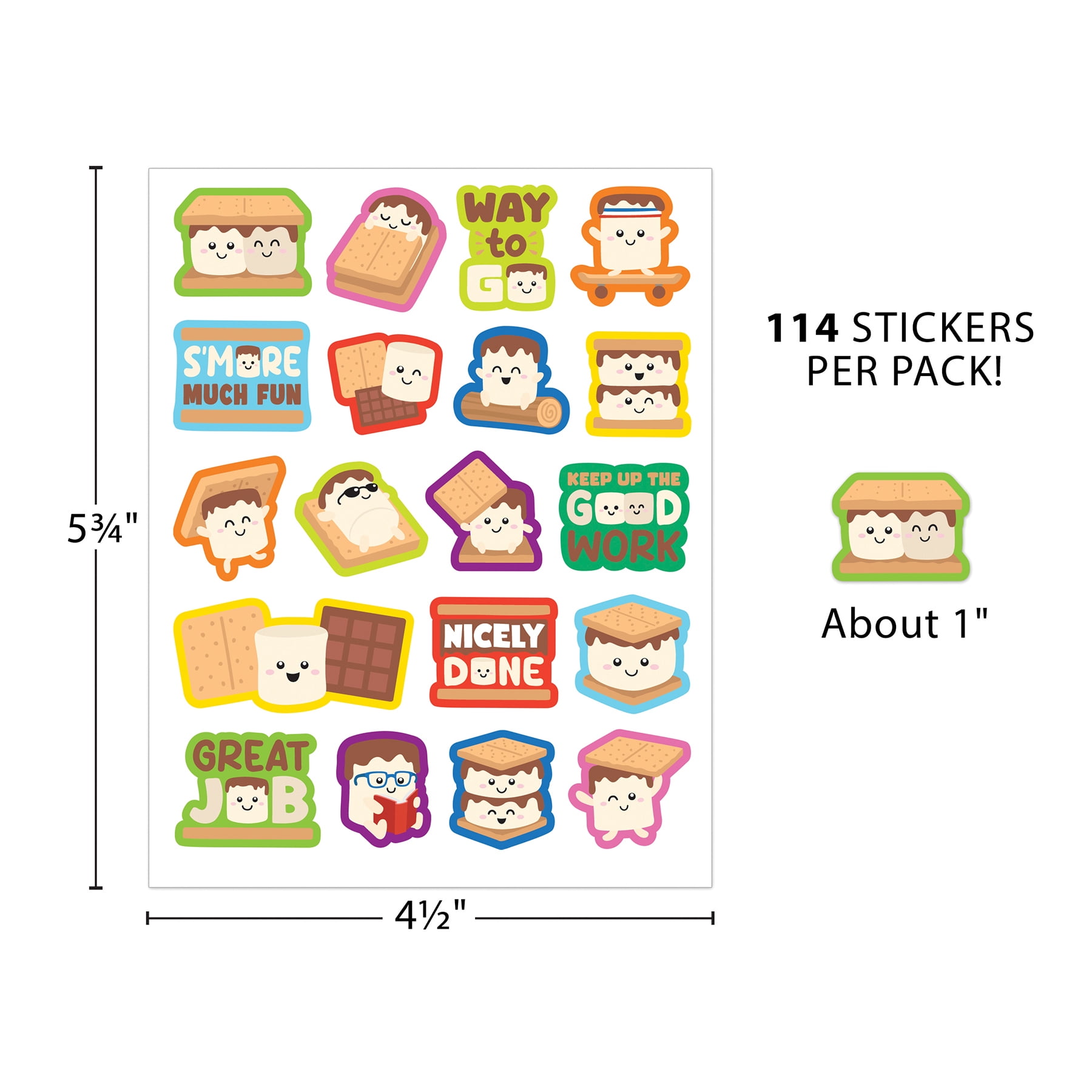 Teacher Created Resources S'mores Smelly Stickers, 114 Per Pack, 6 Packs