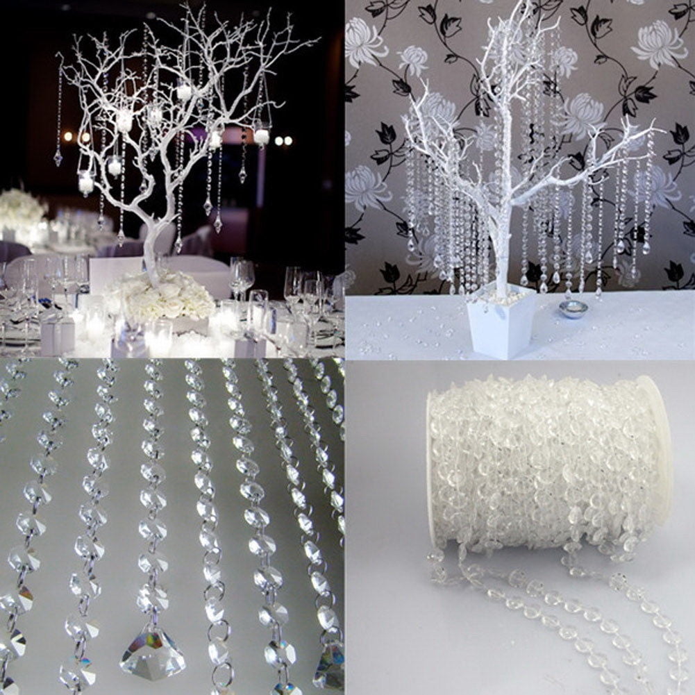 33FT Garland Diamond Acrylic Crystal Bead Curtain Wedding DIY Party Decor