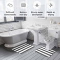 thumbnail image 6 of Deep Gray Bathroom Rugs Set and White Stripe Non Slip Absorbent Soft Bath Mats 3 Piece Set with Bathroom Rug, U-Shaped Floor Mat, Toilet Seat Cover Small Size, 6 of 9