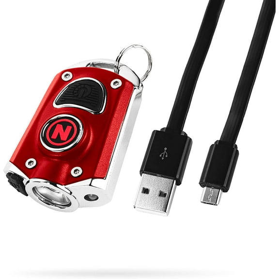 NEBO Mycro Rechargeable LED Keychain Light, 6 Light Modes, Red