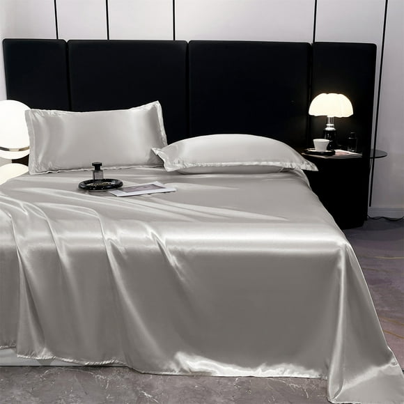 Dvkptbk Bed Sheets,Ice Silk Bed Sheet Pillow Case 3-Piece Set - Silky And Luxurious Soft Ice Silk Bed Sheet Suitable for All Seasons Cool Ice Silk Fabric Machine Washable