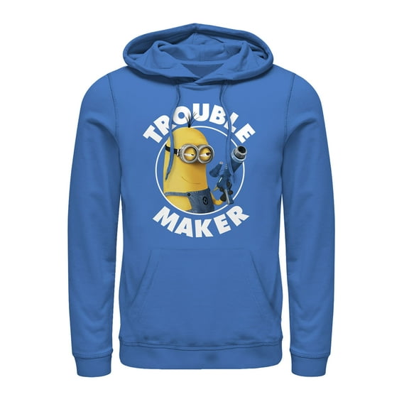 Men's Despicable Me Minion Trouble Maker  Pull Over Hoodie Royal Blue 3X Large