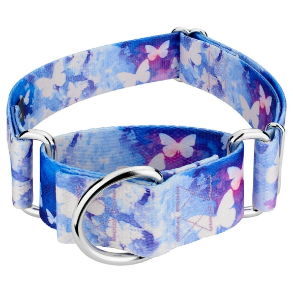 Country Brook Petz® 1 1/2 inch Watercolor Butterflies Martingale Dog Collar, Medium