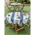 thumbnail image 4 of Outdoor Tablecloth with Umbrella Hole for Patio/Picnic/Party/Camping, Blue Coastal Striped Waterproof Table Cloth Round Cover Washable, Modern Nautical Thin Stripes (Dia 54"), 4 of 9