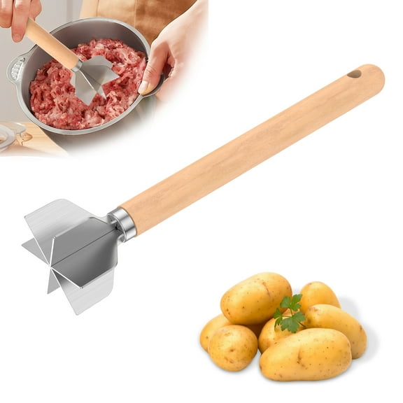 11 Inch Stainless Steel Meat Chopper, Stainless Steel Meat Masher, Ground Beef Chopper Tool, Metal Meat Masher, Ground Meat Smasher, Hamburger Smasher Tool