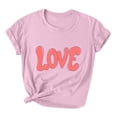 thumbnail image 2 of HaoXianJian Valentine's Day Shirt for Women Heart Print Short Sleeve Crew Neck Sweat Shirts Loose Fits Letter Print Graphic Pullover Tee Tops Casual Girl Friend Gift T Shirt Size 2X 3X, 2 of 5