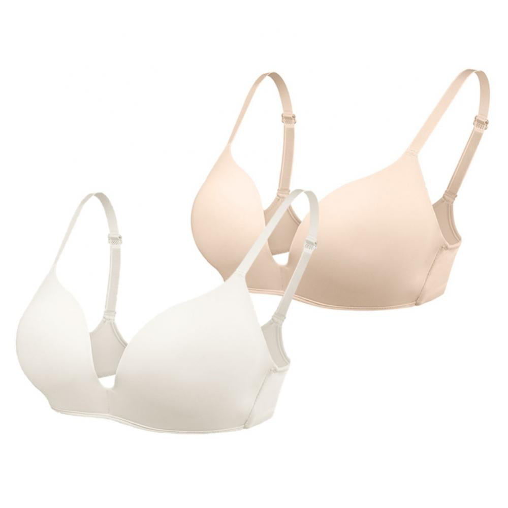 Women's French Seamless Gathering Bra, Big Breasts, Small Shape, Sexy Bra,  No Underwire, Glossy Back, Push Up Bralette Simple Brassiere(2-Packs) 