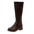 thumbnail image 4 of Women's Knee High Winter Boots Cowboy Boots for Women - Wide Calf Knee High Western Cowgirl Boots,Retro Country Boots with Classic Chunky Heel Pull on Vintage Tall Boots Coffee 9, 4 of 8