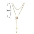 thumbnail image 5 of Ziurtnc Fashion Necklace Fine Workmanship Eye-catching Butterfly Tassel Design Bright Finish Unfading Decoration Long Lasting Women Faux Pearl Necklace Jewelry Accessory, 5 of 7