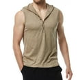 thumbnail image 3 of SWSMCLT Men's Tank Top Soft Cotton Fashion Workout Summer Spring Sleeveless Hoodie Hooded Vest Slim Fit Button Front Henley T Shirt Khaki Medium, 3 of 4