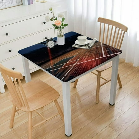 Ullo0ord Teen Room Tablecloth, Professional Basketball Stadium Before The Game Championship Sports Image, Elastic Edge, Suitable for Kitchen Party Picnic, Square Table Dark Brown 40*40