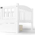 thumbnail image 6 of URTR Twin Size Montessori Platform Bed with Full-length Guardrails and 2 Drawers, Wooden Twin Low Profile Platform Bedframe with Cute Headboard for Bedroom, White, 6 of 9