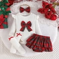 thumbnail image 4 of Gaexia Baby Girl Sets 6-9 Months Baby Girl Thanksgiving Outfit Bodysuit+Tutu Skirt+Headband Clothes Set Christmas Clothes,Z13-White,12-18 Months, 4 of 8