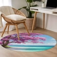 thumbnail image 5 of Summer Nautical Round Living Room Rugs 3.3 ft, Coastal Scene Romantic Cherry Tree Pink Flowers Washable Area Rug with Non-Slip Sturdy Edge Binding Round Front Door Mat Floor Carpet for Entryway, 5 of 9
