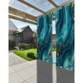 thumbnail image 3 of Outdoor Curtains for Patio, Teal Blue Marble Waterproof Blackout Outside Curtain for Porch/Pergola/Gazebo, Ink Painting Modern Abstract Yellow Thermal Insulated Drapes, 1 Panel, 54 x 84 Inch, 3 of 8