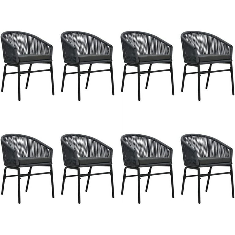 9 Piece Patio Dining Set Anthracite with 1 x Table 8 x Chair 8 x Seat Cushion Walmart