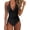 Black, variant on Women Sexy Tummy Control Swimsuits Halter Push Up Bathing Suits