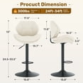 thumbnail image 3 of Hawsaiy Swivel Bar Stools Set of 2, Adjustable Height Faux Leather Bar Stools with Back, Double-Layer Upholstered Counter Height Bar Chairs for Kitchen Island, White, 3 of 10