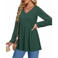 thumbnail image 3 of UVN Fall Blouses for Women Long Sleeve V Neck Peplum Tunic Tops Casual Babydoll Flowy T Shirts, 3 of 7